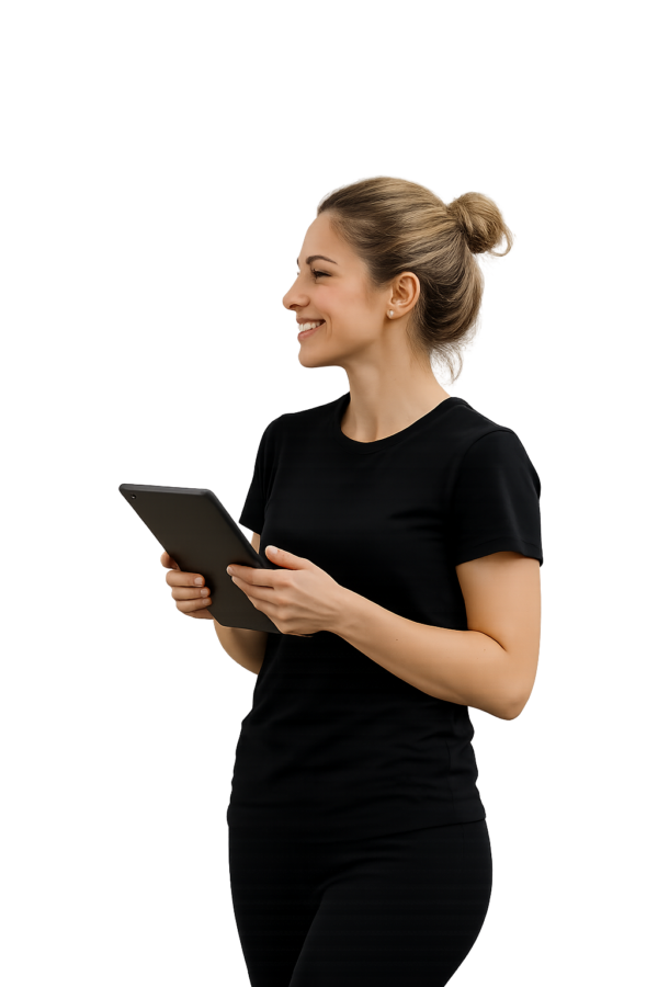 Performing arts teacher holding a clipboard